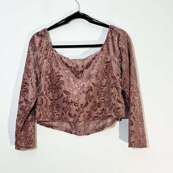 NEW Velvet Burnout Crop Top Womens 1X Plus Size Whimsigoth Romantic Boho Fairy - Picture 4 of 7
